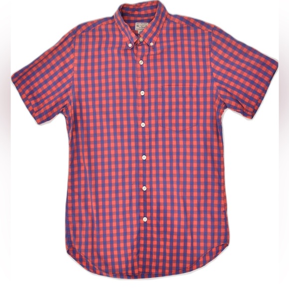 J. Crew Other - J.Crew Red & Blue Plaid Button Down Short Sleeve Shirt Size Large